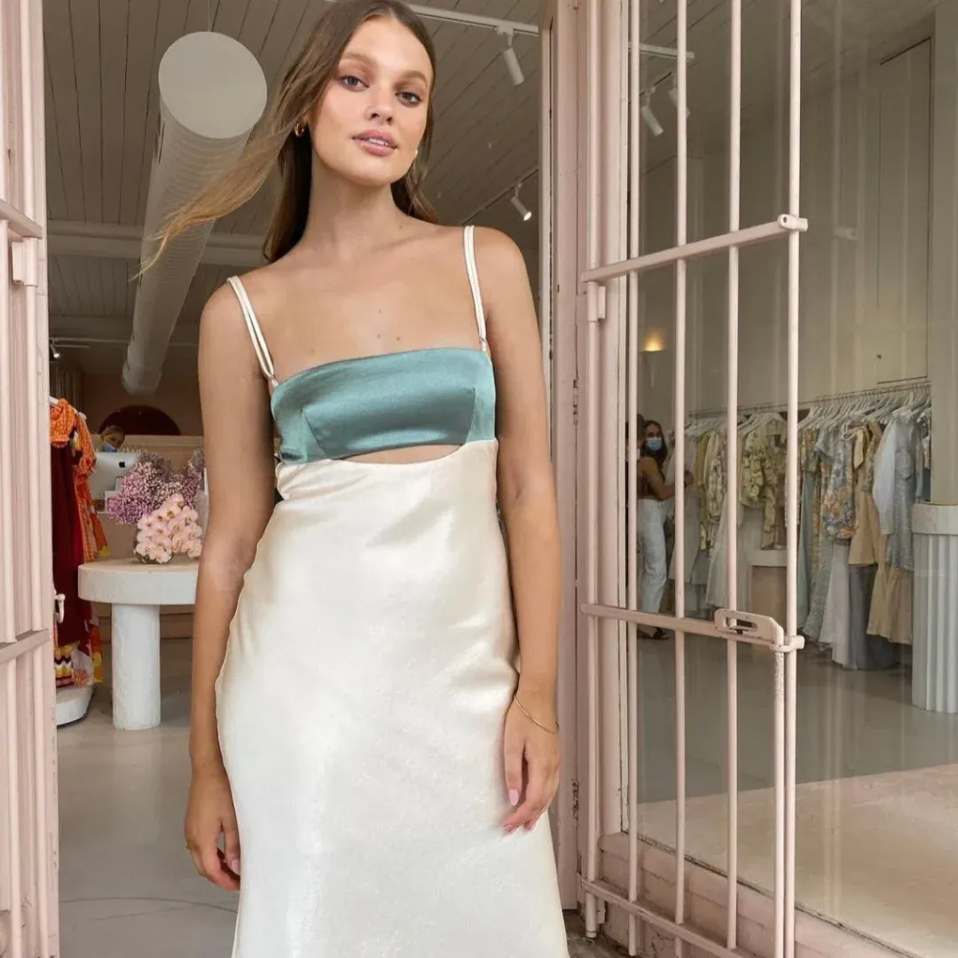 Bec & Bridge Carrie Maxi Dress Green/Cream Size 6 for rent on The Volte - main image