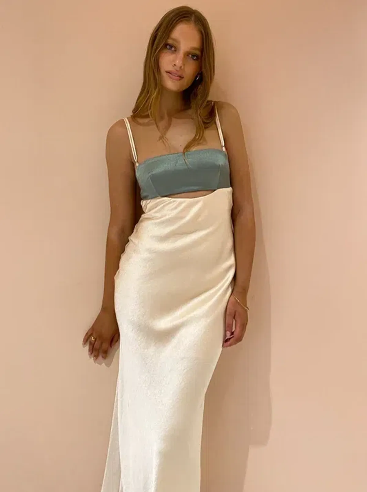 Bec & Bridge Carrie Maxi Dress Green/Cream Size 6 - Image 2