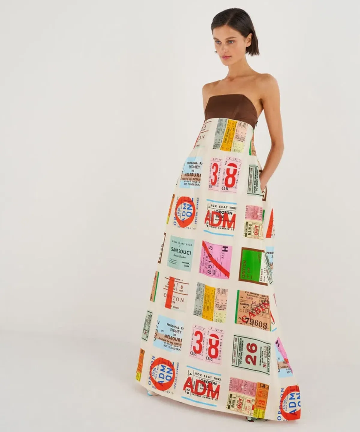 Oroton Ticket Print Gown Multi Size 10 - Image 1