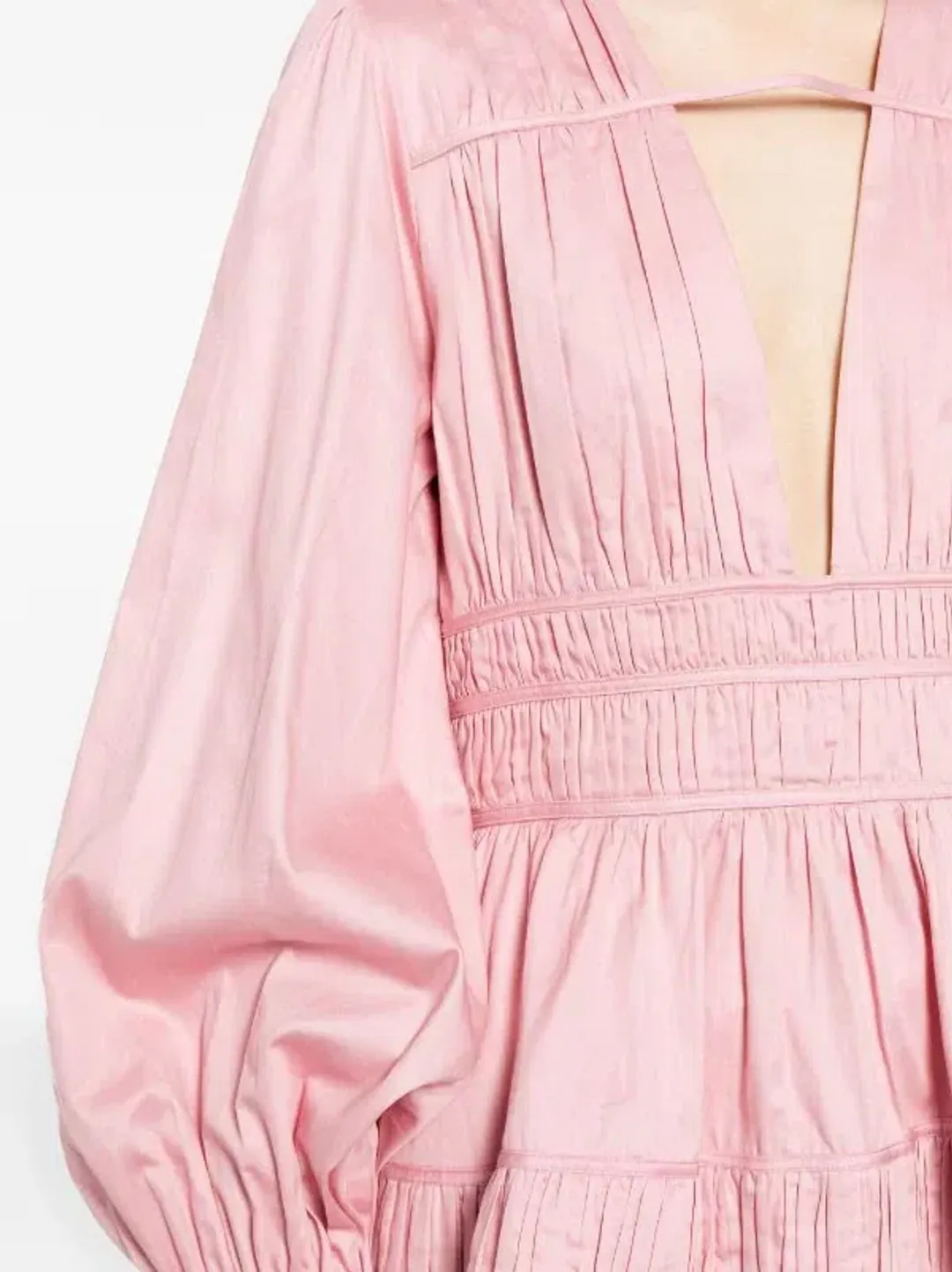 Aje Fallingwater Ruched Mini Dress Chalk Pink Size 8 for rent on The Volte - main image