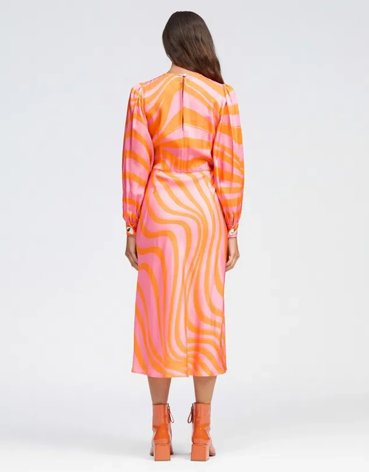 Bul Peregrine Midi Dress Orange Multi Size 8 - Image 3