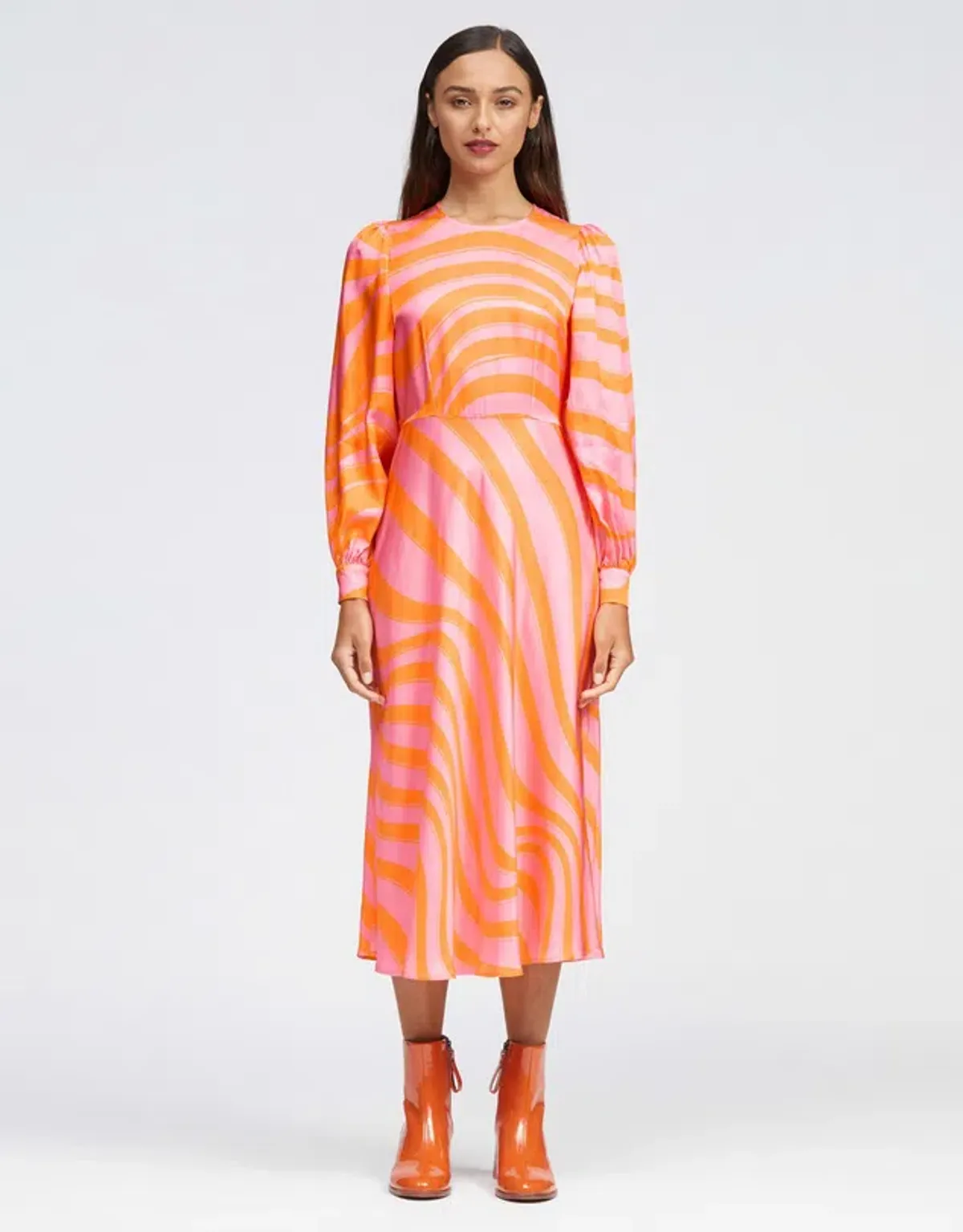 Bul Peregrine Midi Dress Orange Multi Size 8 - Image 1