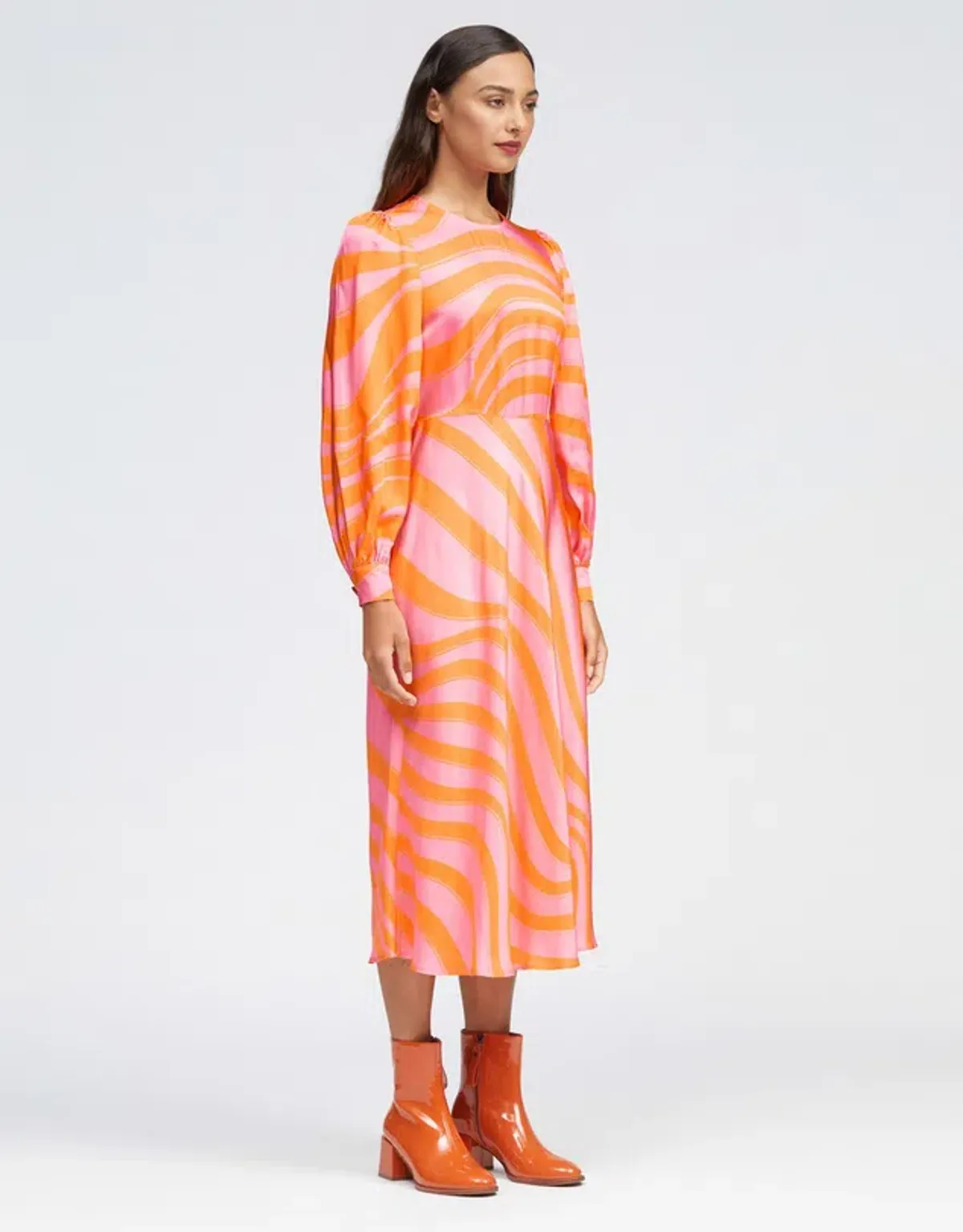 Bul Peregrine Midi Dress Orange Multi Size 8 - Image 2