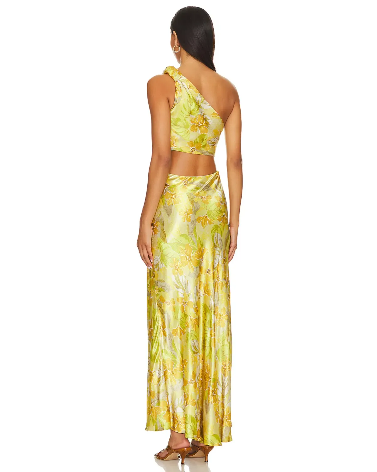 Bec & Bridge Harper One Shoulder Maxi Dress Citrus Floral AU 8 - Image 2