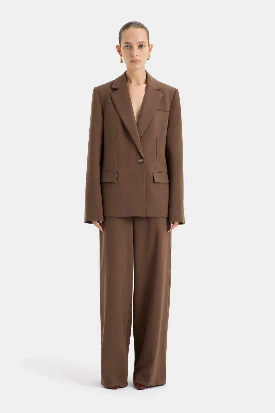 Sir the Label Bromley Tailored Blazer and Pant Set Chocolate Size 1 / AU 8  for rent on The Volte - main image
