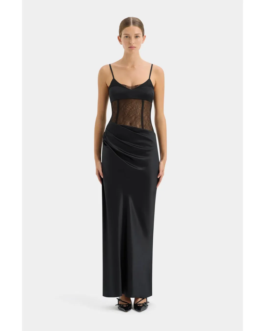 Sir the Label The Dunya Draped Gown in Black Size AU 10 for rent on The Volte - main image