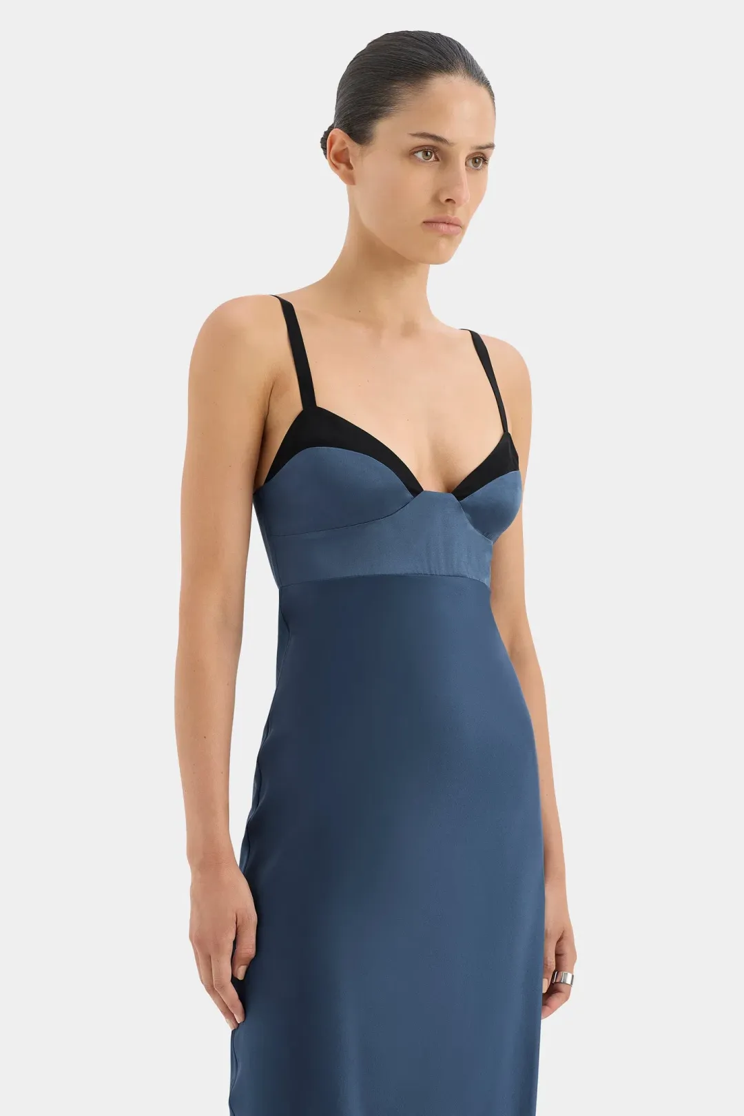 Sir the Label Depeche Balconette Gown in Dark Blue Size AU 10 for rent on The Volte - main image