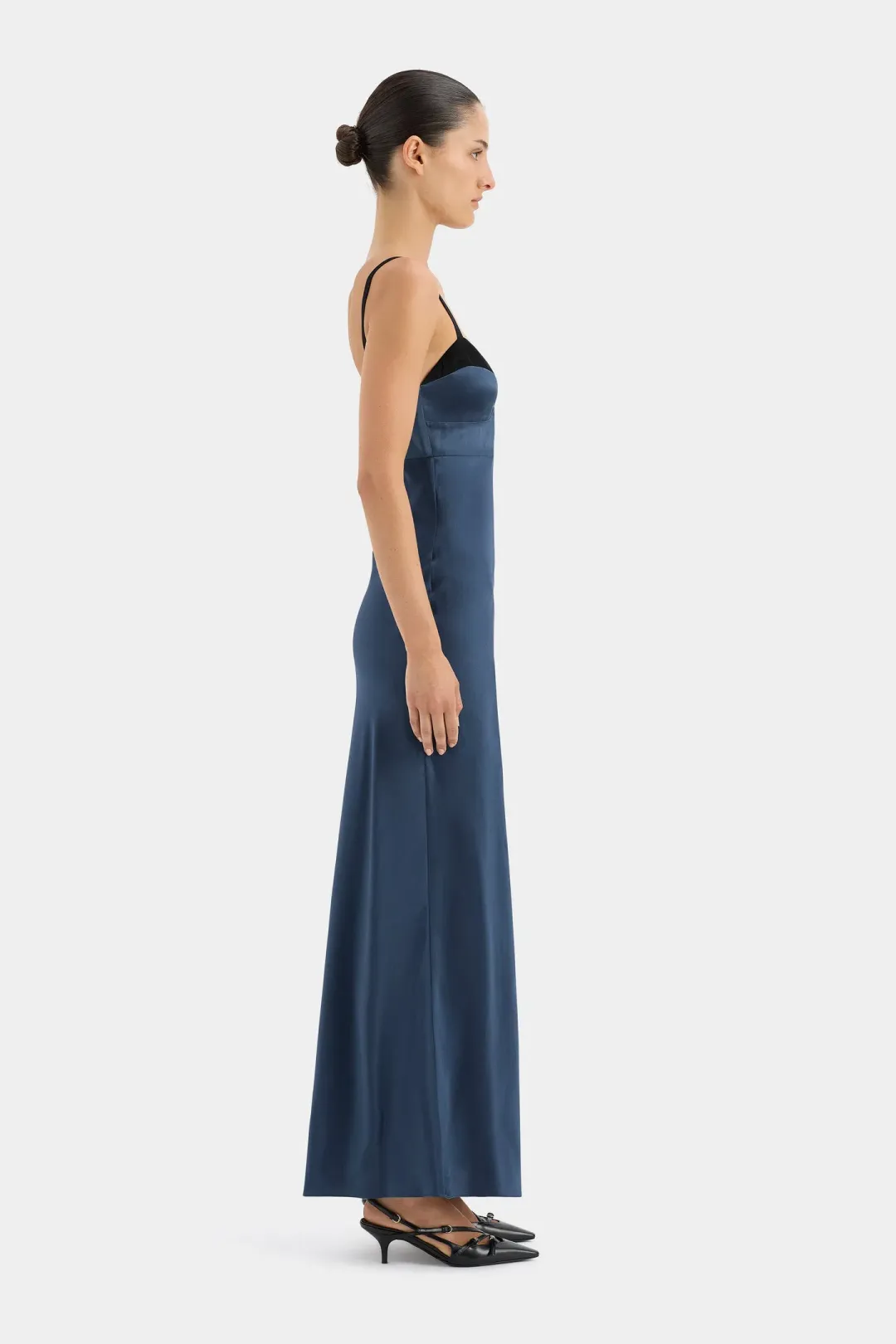 Sir the Label Depeche Balconette Gown in Dark Blue Size AU 10 for rent on The Volte - main image