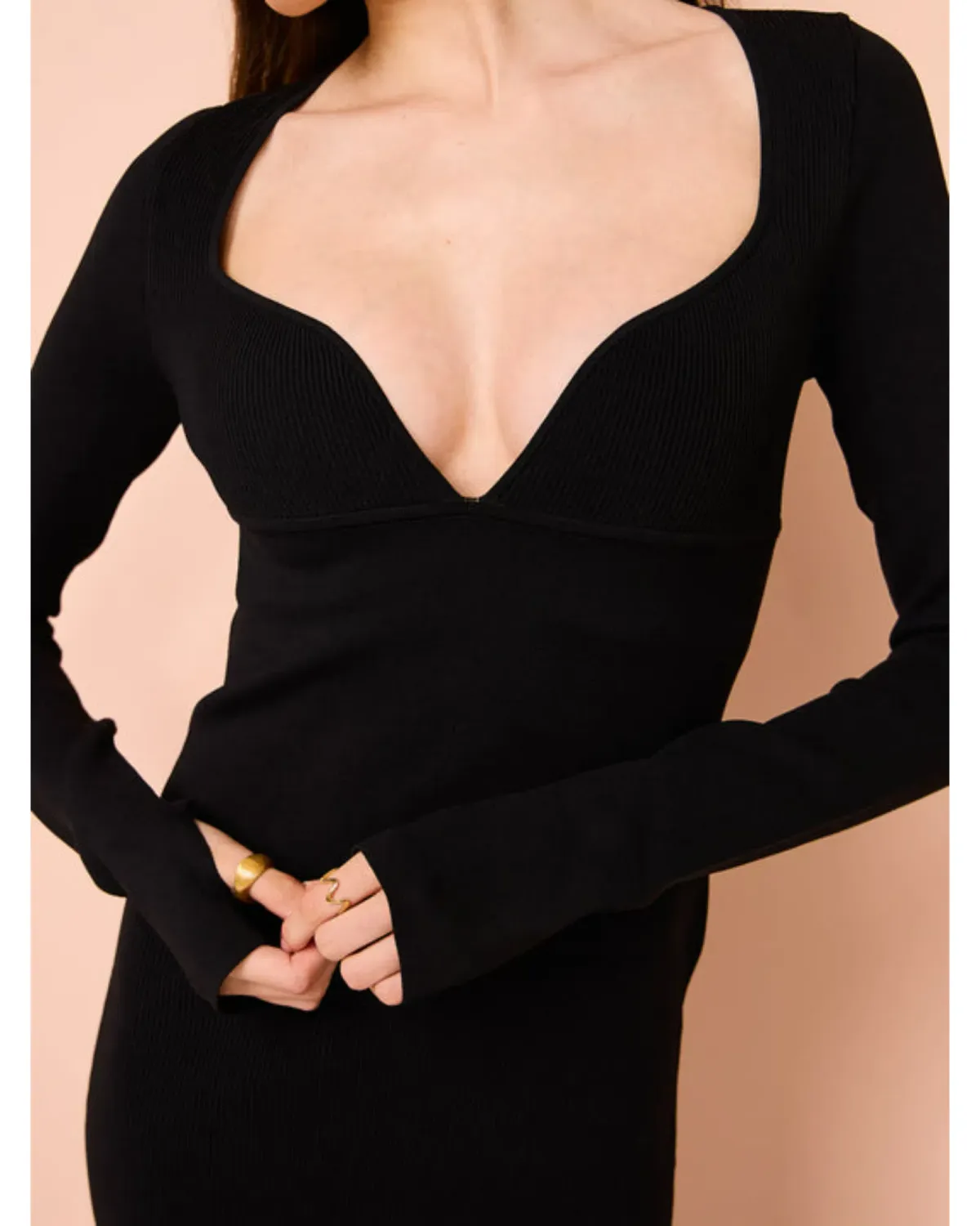 Sir the Label Helena Long Sleeve Midi Dress In Black Size 1 / AU 8 - Image 2