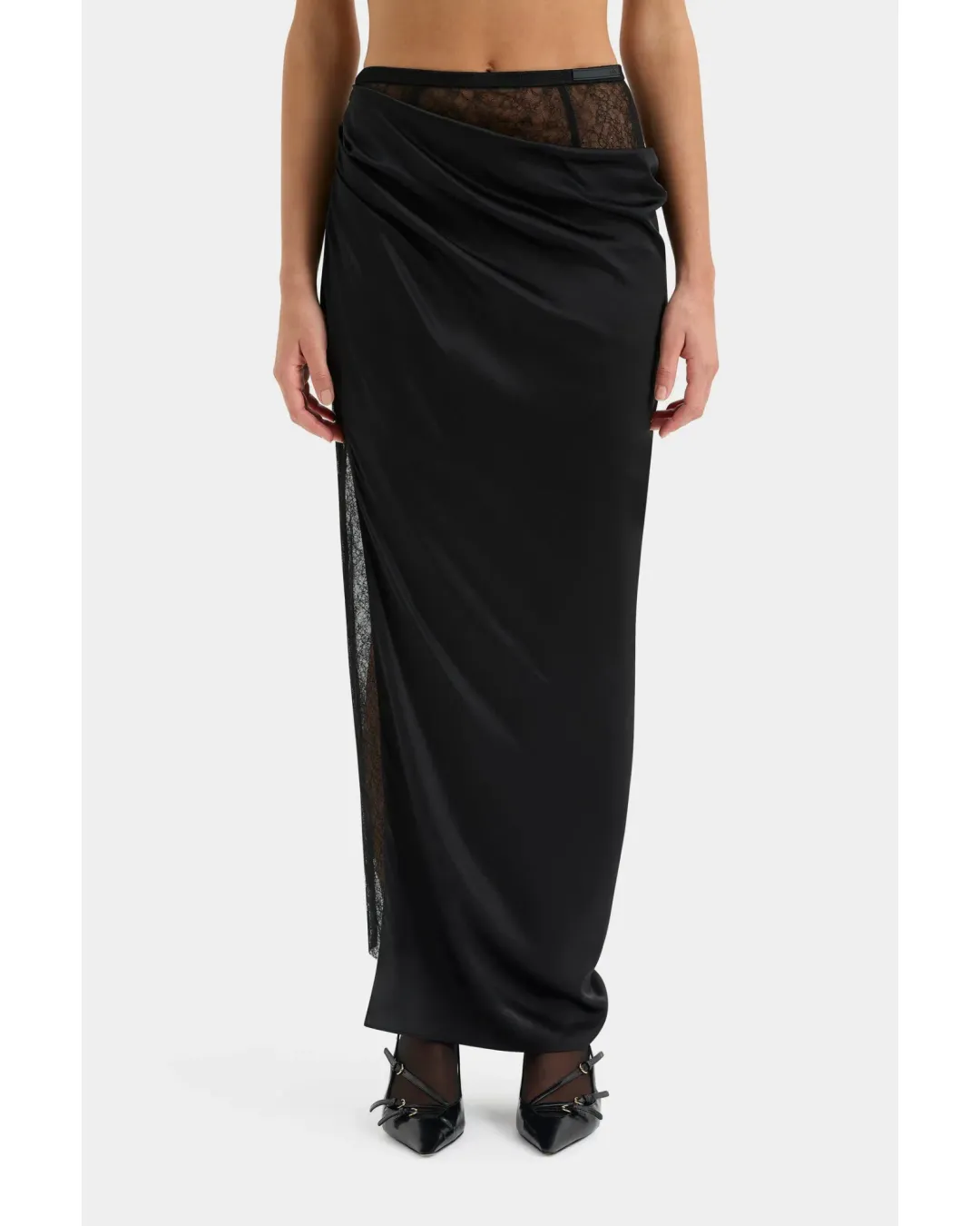 Sir The Label Dunya Skirt, Crop and Drape Cowl Top Set Black Size 0 / AU 6 for rent on The Volte - main image
