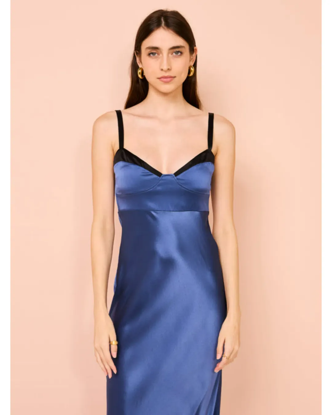 Sir The Label Depeche Balconette Gown In Dark Blue Size 1 / AU 8 for rent on The Volte - main image
