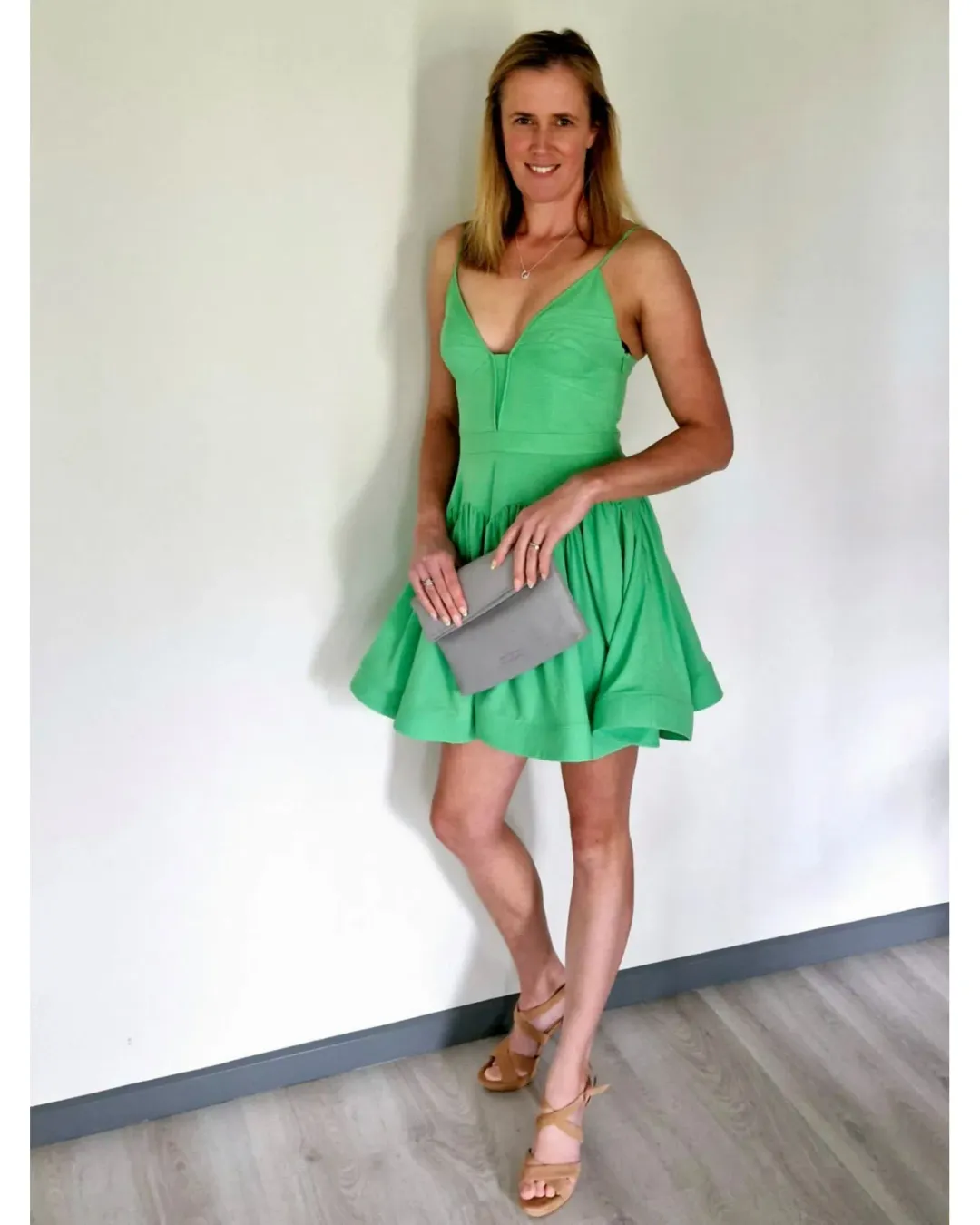 By Johnny Oriana Gather Panel Mini Dress Green Size AU 8 for rent on The Volte - main image