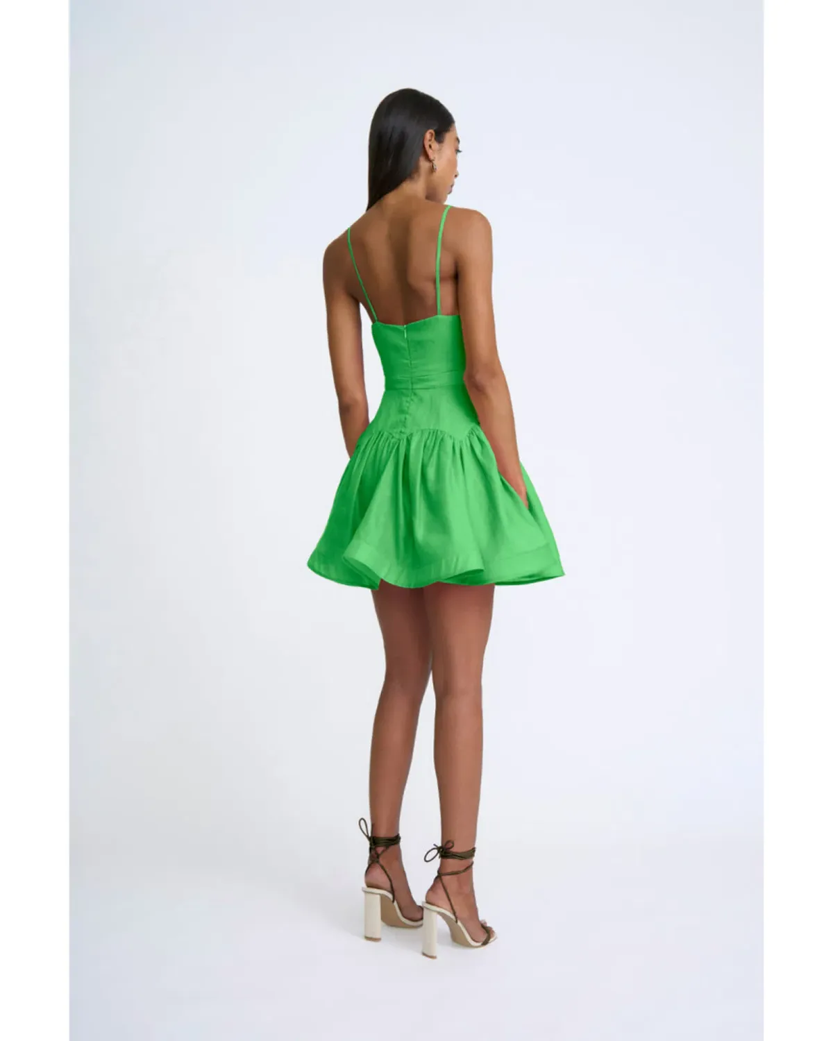 By Johnny Oriana Gather Panel Mini Dress Green Size AU 8 - Image 3