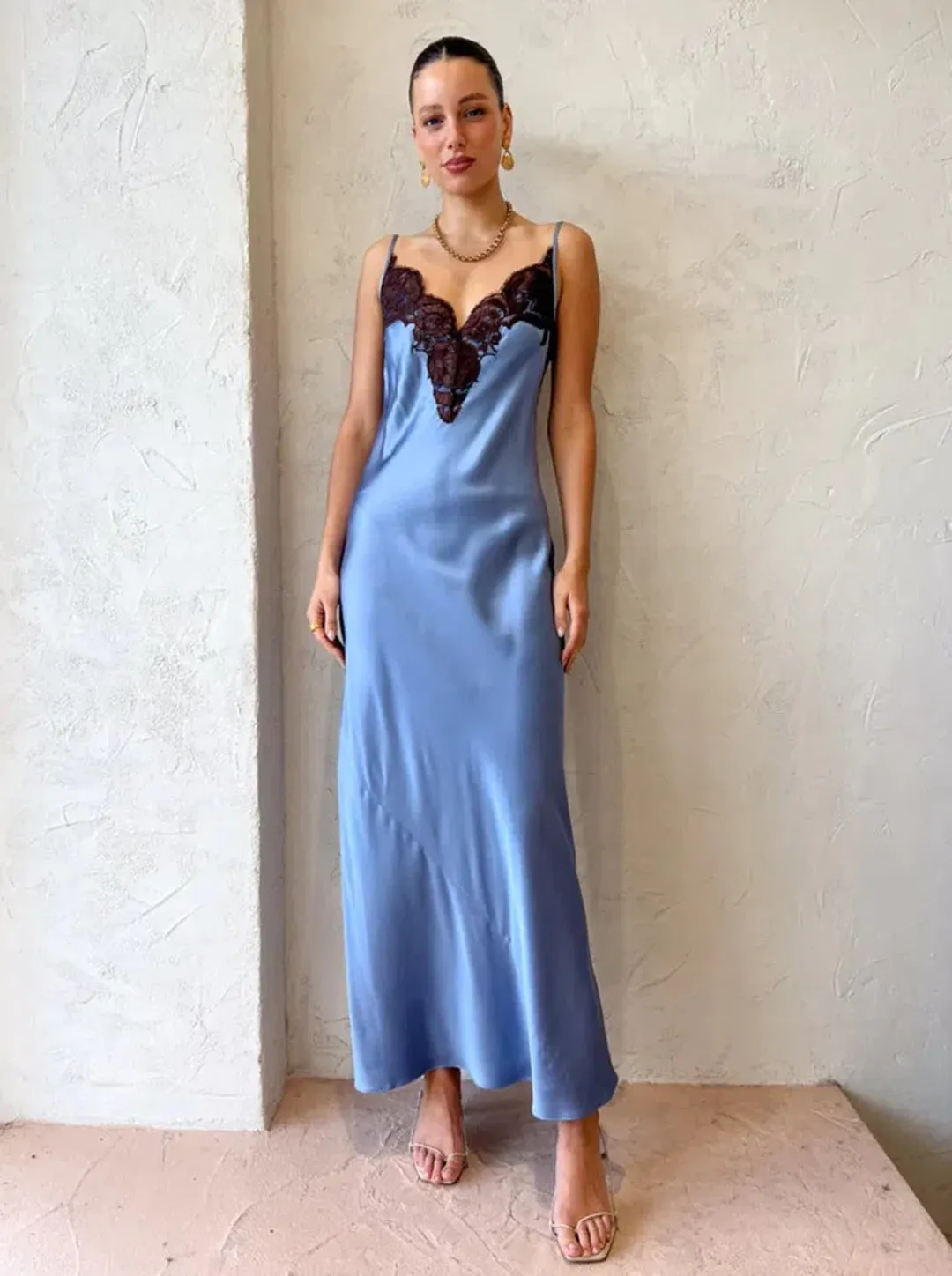 Sir the Label Danseurs Lace Slip Dress Blue Size 1/Au 8 for rent on The Volte - main image