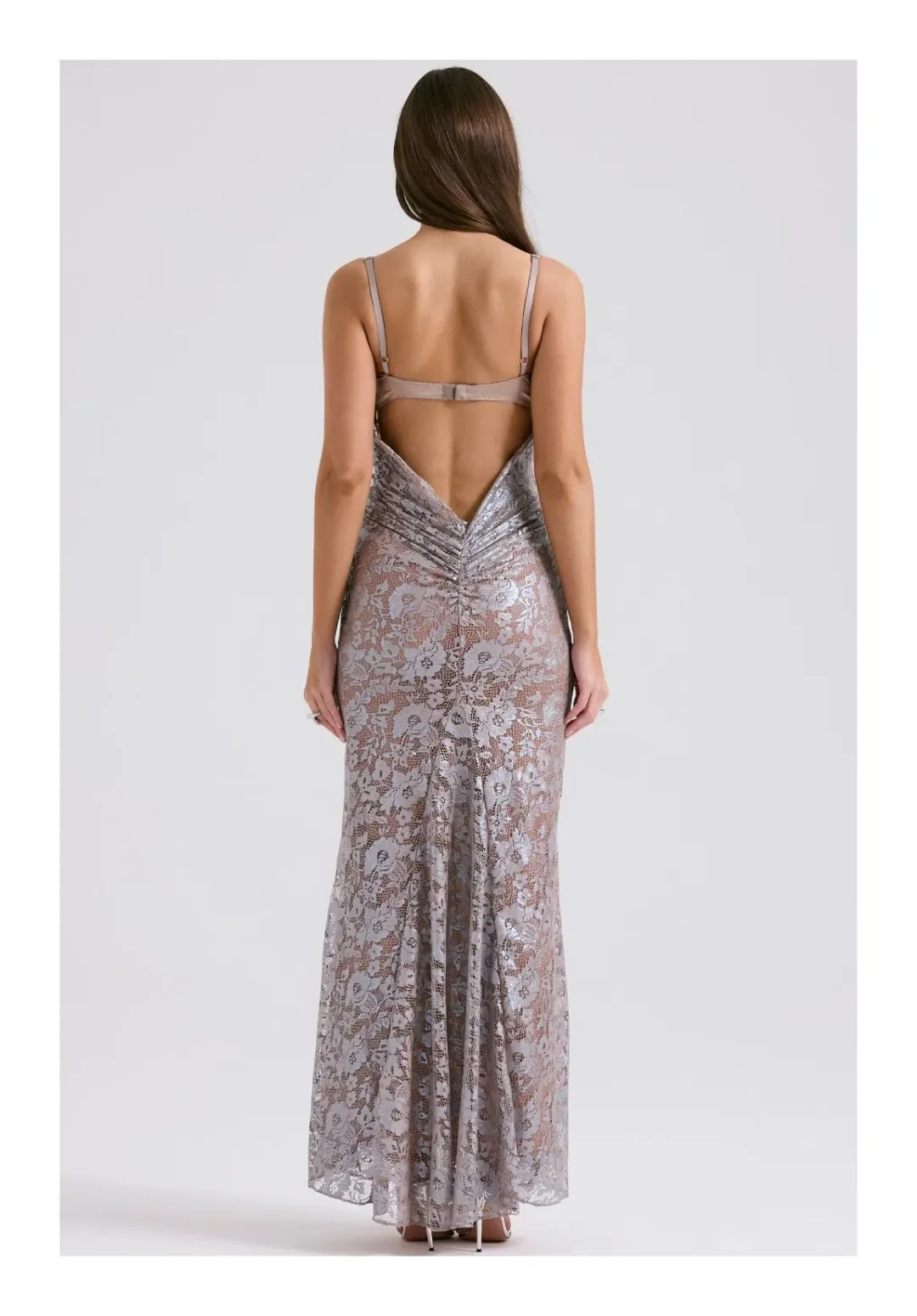 House of CB Azzurra Ice Blue Lace Godet Maxi Gown Size S/ AU 8 for rent on The Volte - main image