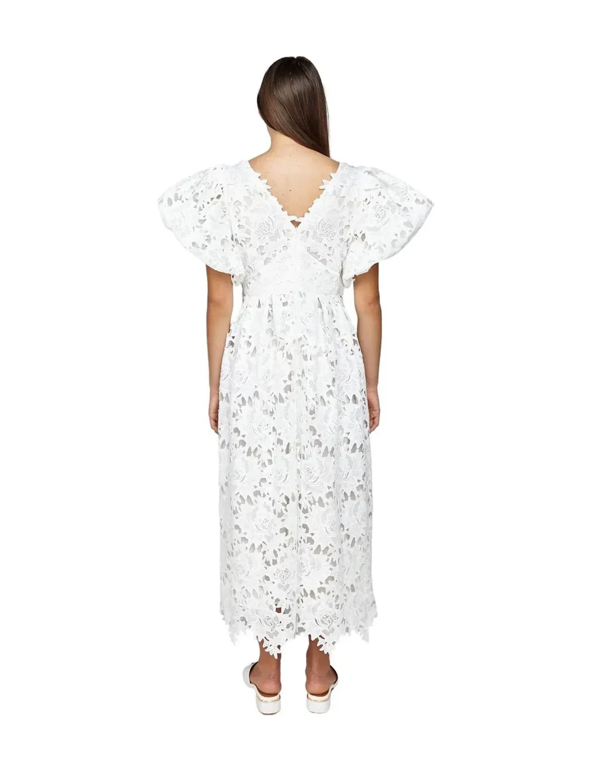 Leo Lin Jennifer V Neck Midi Dress White Size 14 - Image 2