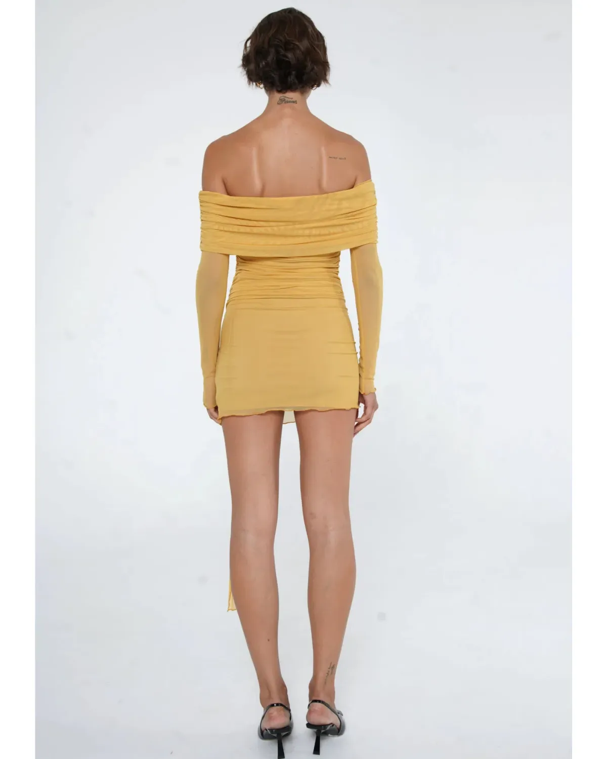 BENNI Yasmin Mini Dress Mustard Size AU 8 - Image 2