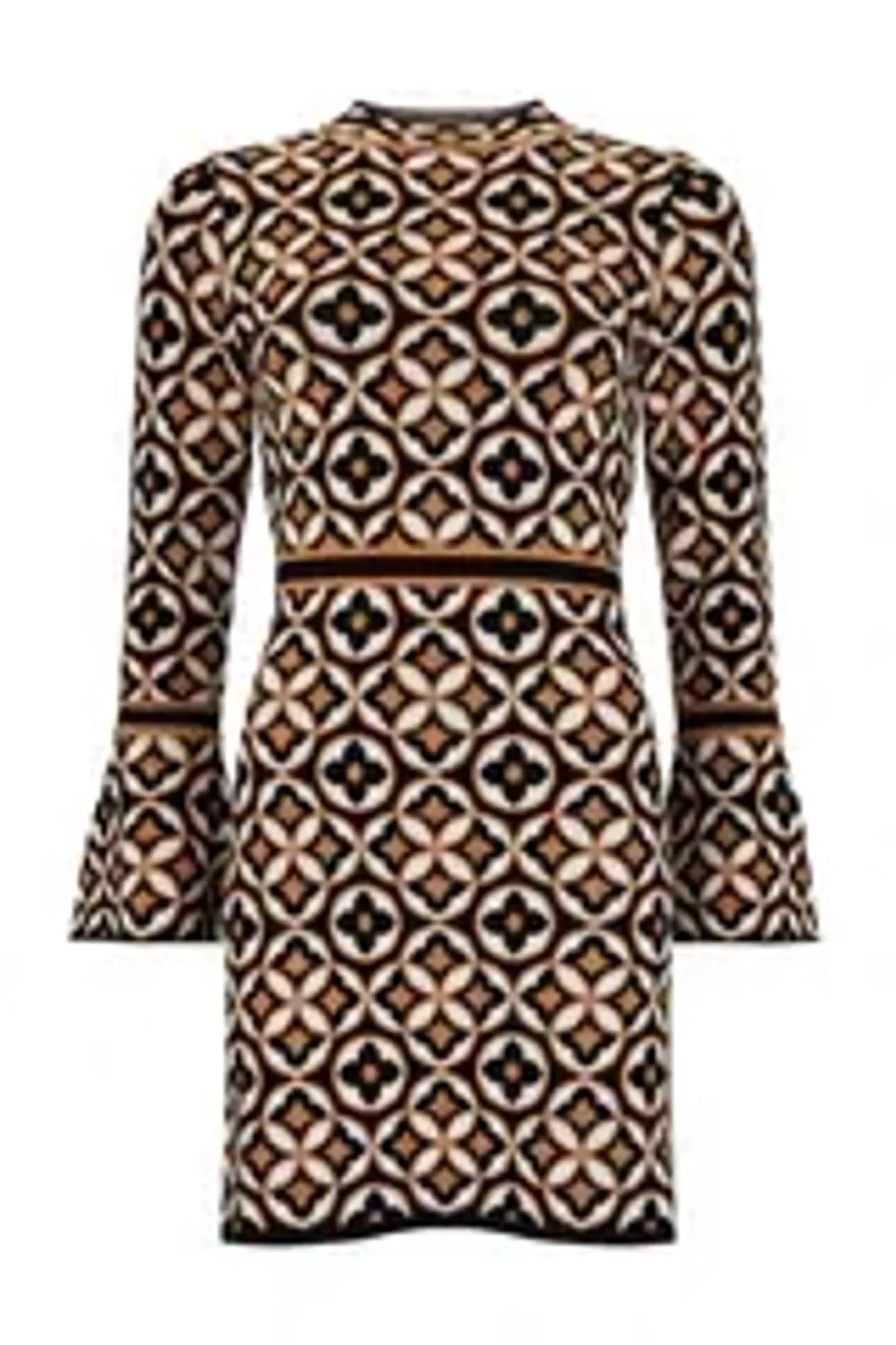 Nine Lives Bazaar Mitzy Knit Dress Deco Mini Gold & Black Size S/M  / AU 8 for rent on The Volte - main image