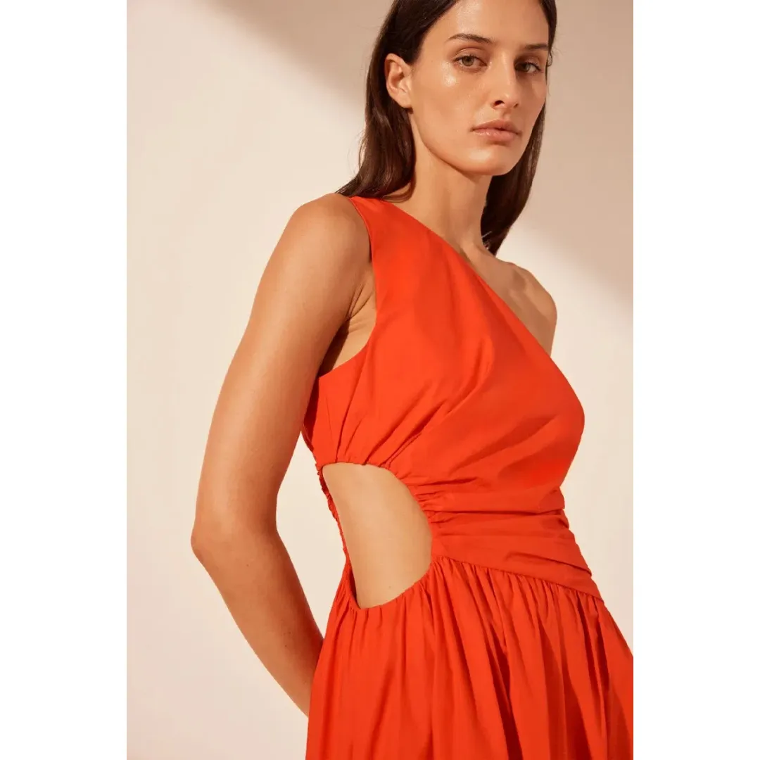 Shona Joy Asymmetrical Cutout Maxi Dress Hibiscus Size AU 8 for rent on The Volte - main image