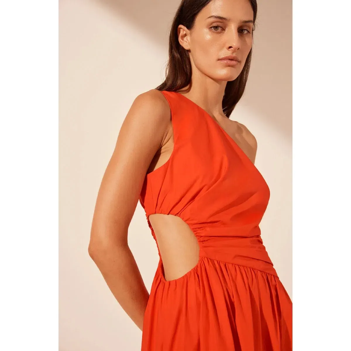 Shona Joy Asymmetrical Cutout Maxi Dress Hibiscus Size AU 8 - Image 2