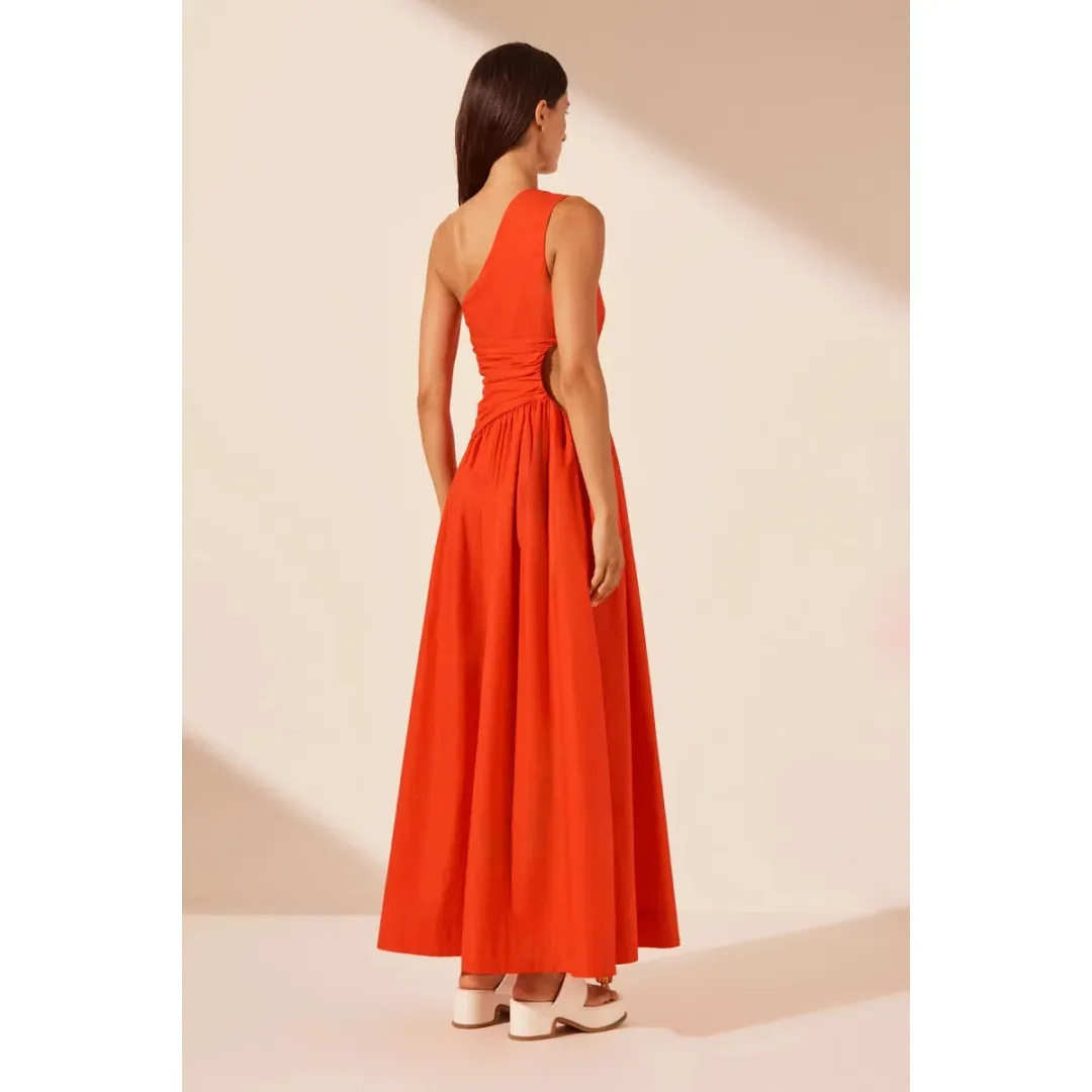 Shona Joy Asymmetrical Cutout Maxi Dress Hibiscus Size AU 8 for rent on The Volte - main image