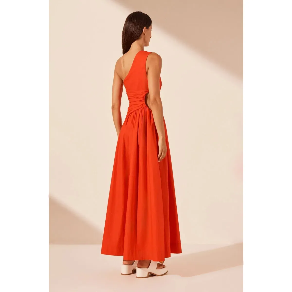 Shona Joy Asymmetrical Cutout Maxi Dress Hibiscus Size AU 8 - Image 4