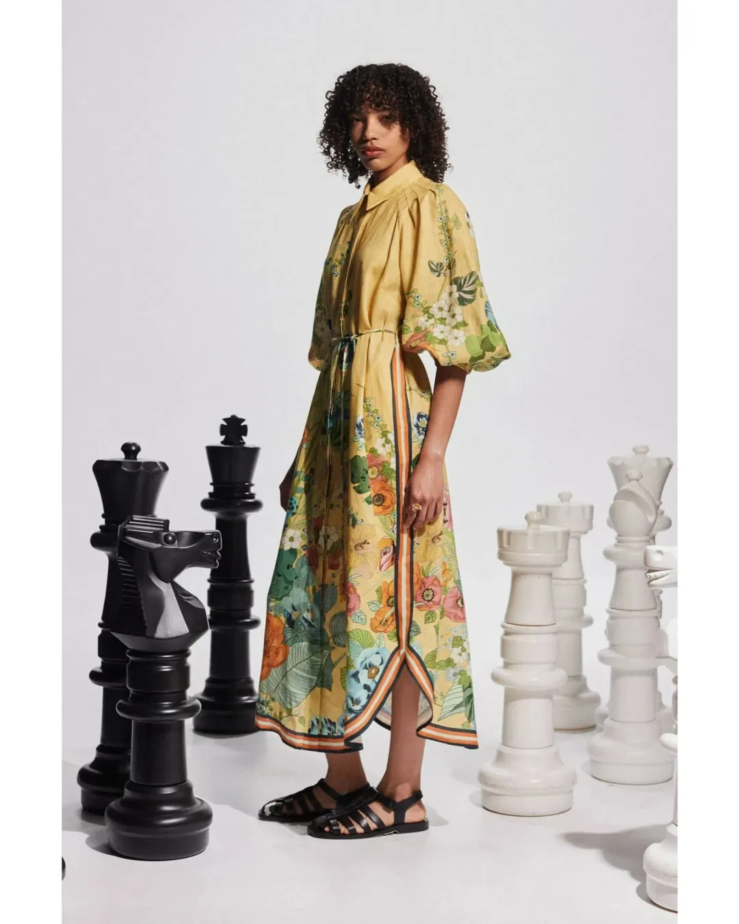 Alemais Cresida Shirtdress Yellow Floral Size AU 14  for rent on The Volte - main image
