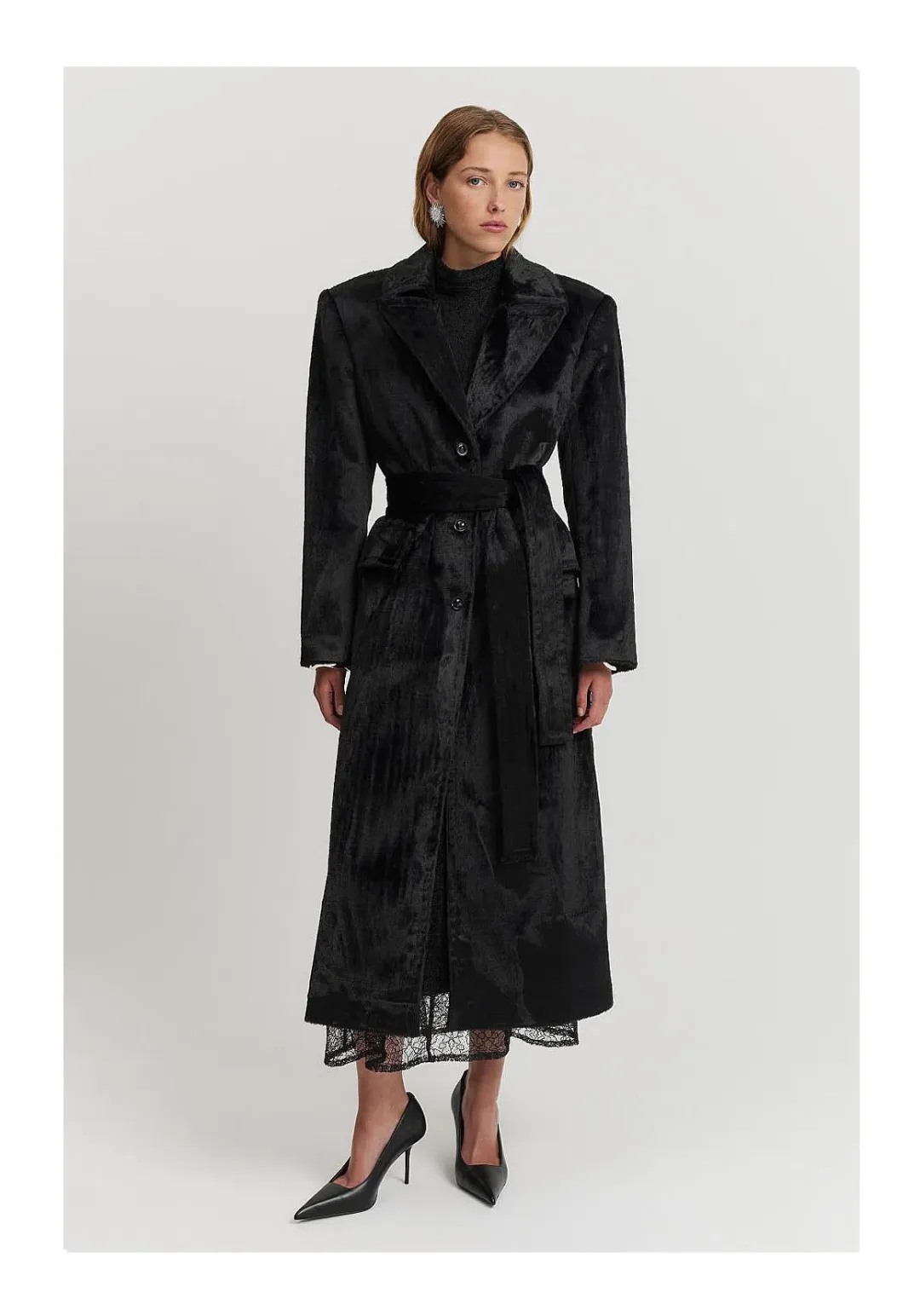 Country Road Black Velvet Coat Black Size 10 for rent on The Volte - main image
