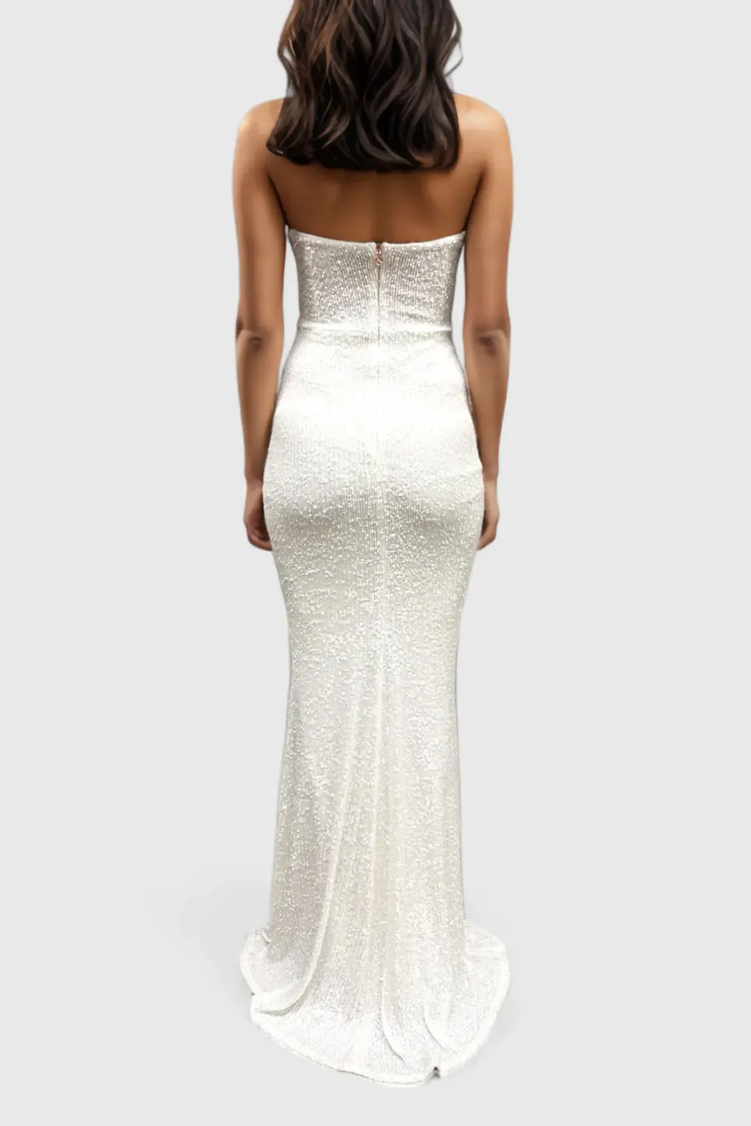 Nookie Sweetheart Sequin White Gown Size 8 for rent on The Volte - main image
