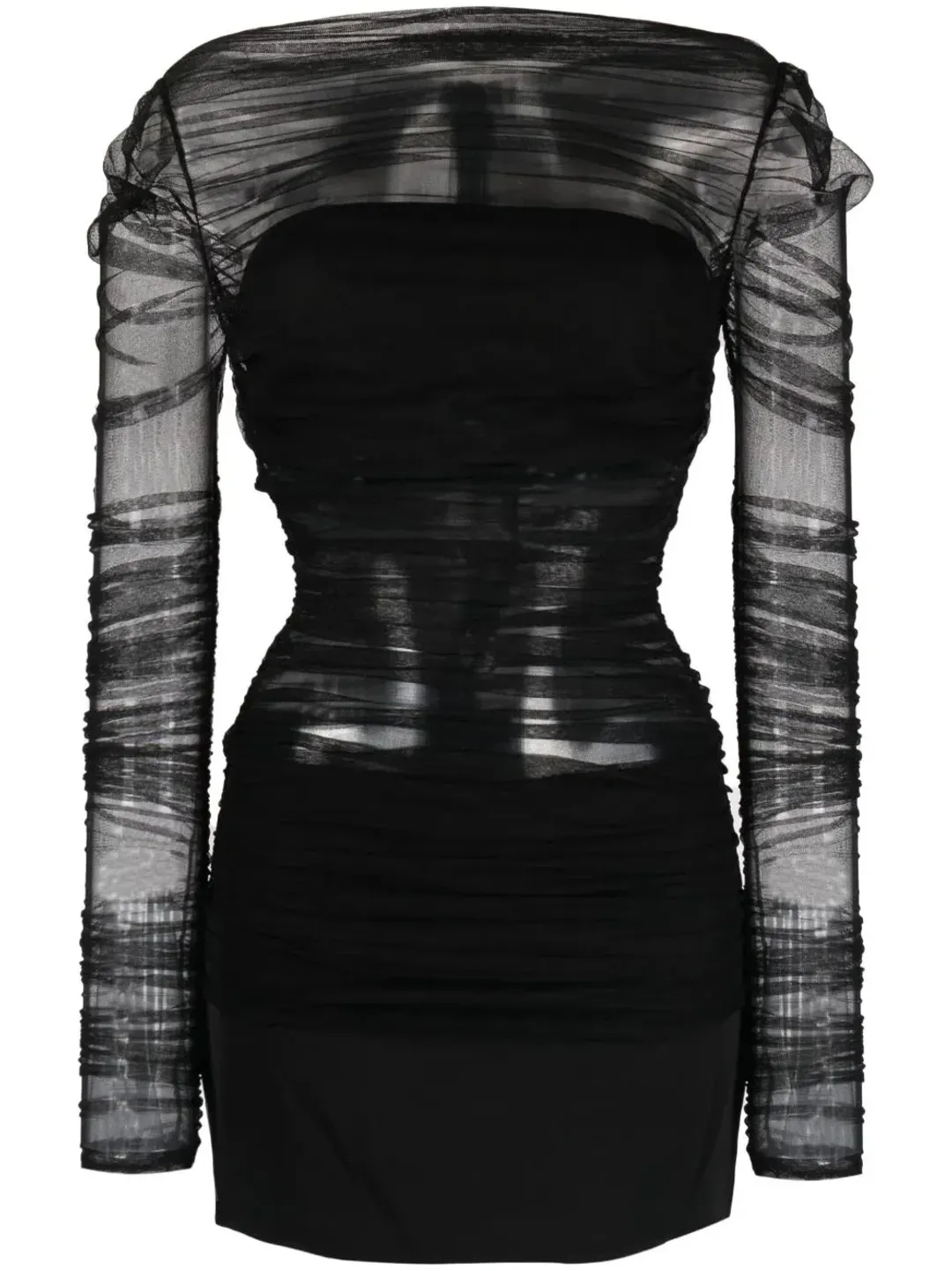 Christopher Esber Semblance Tulle Overlay Mini Dress Black Size 10 for rent on The Volte - main image