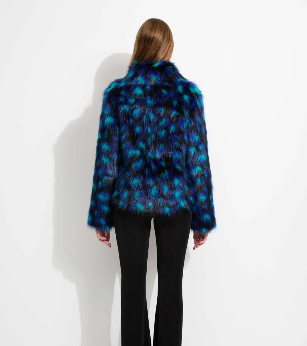 Unreal Fur Firefly Jacket Blue Leopard Size L/Au 12 - Image 2