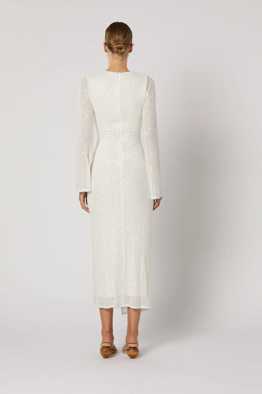Winona Reyna Knot Midi Dress Sparkle White Size 12 for rent on The Volte - main image