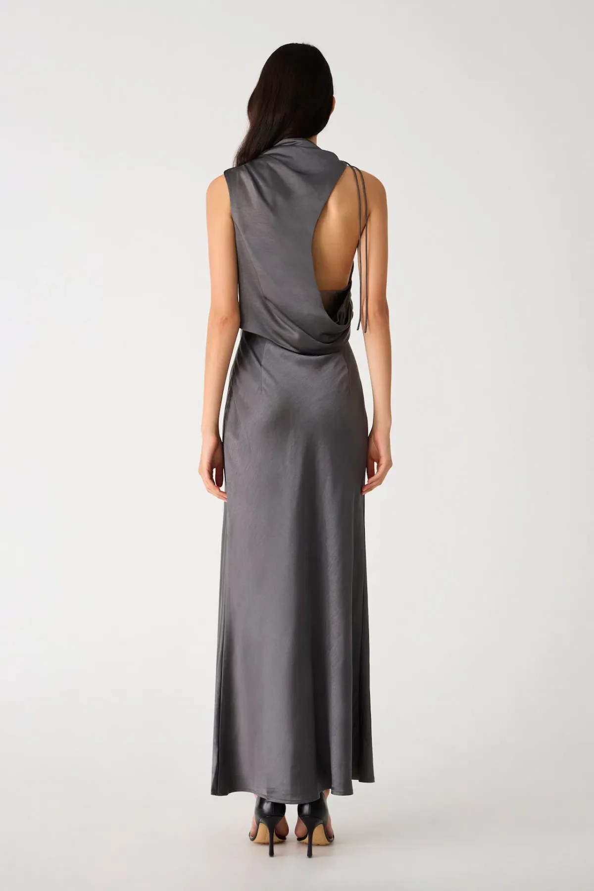 Misha Santana Gloss Satin Maxi Dress in Pewter Size XS / AU 6 - Image 3