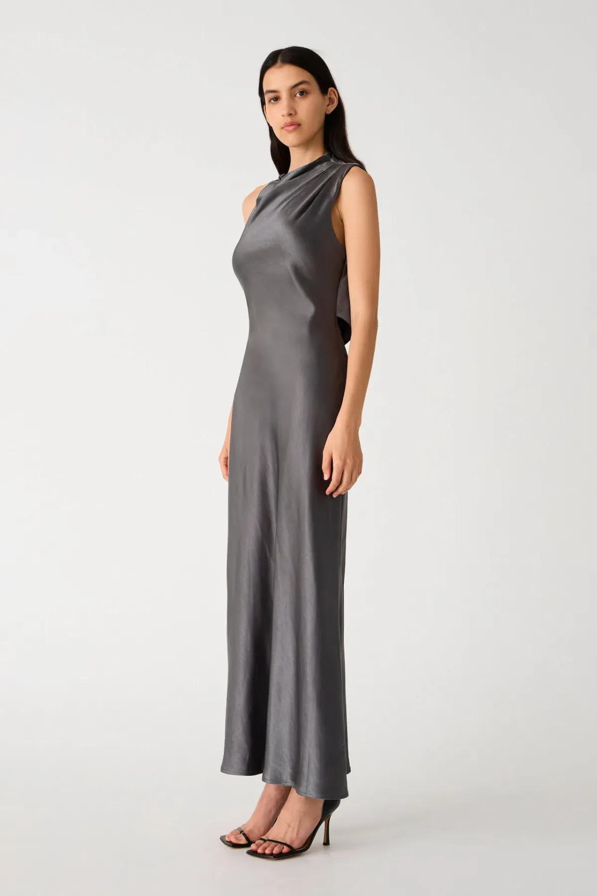 Misha Santana Gloss Satin Maxi Dress in Pewter Size XS / AU 6 - Image 2