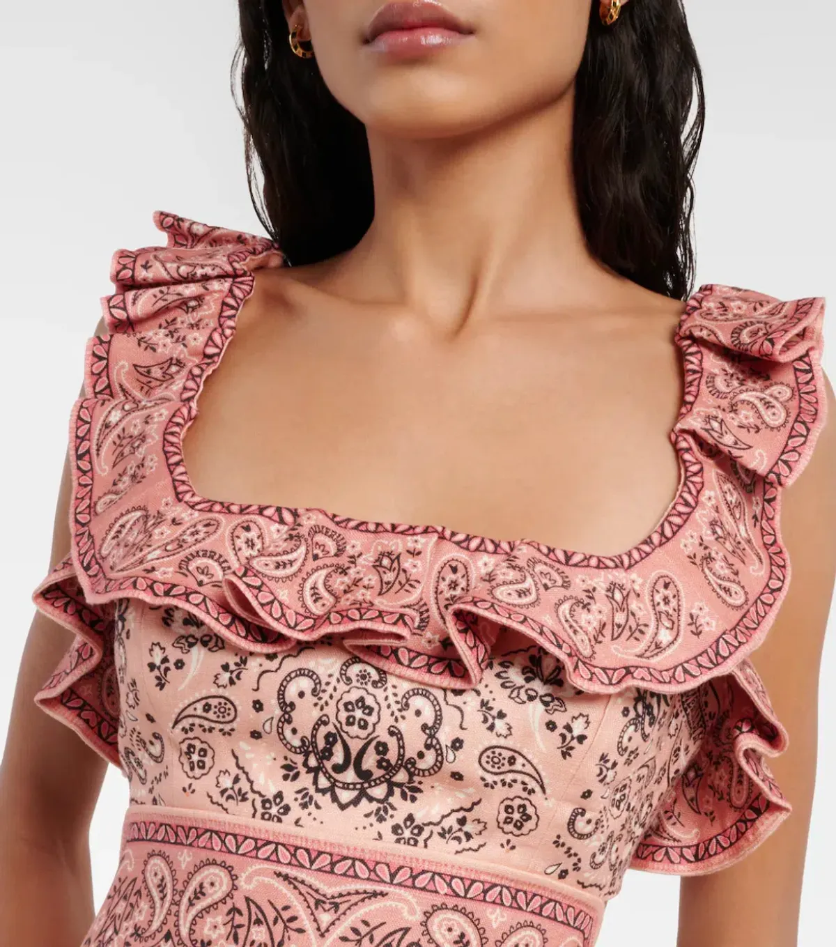 Zimmermann The Matchmaker Frilled Midi Dress in Pink Bandana Size 2 / AU 10 - Image 3