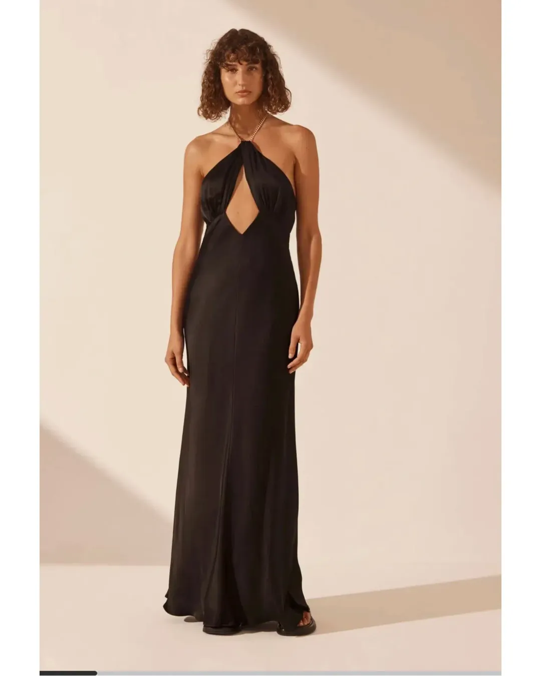 Shona Joy Lydie Chain Halter Maxi Dress Black Size AU 8 for rent on The Volte - main image