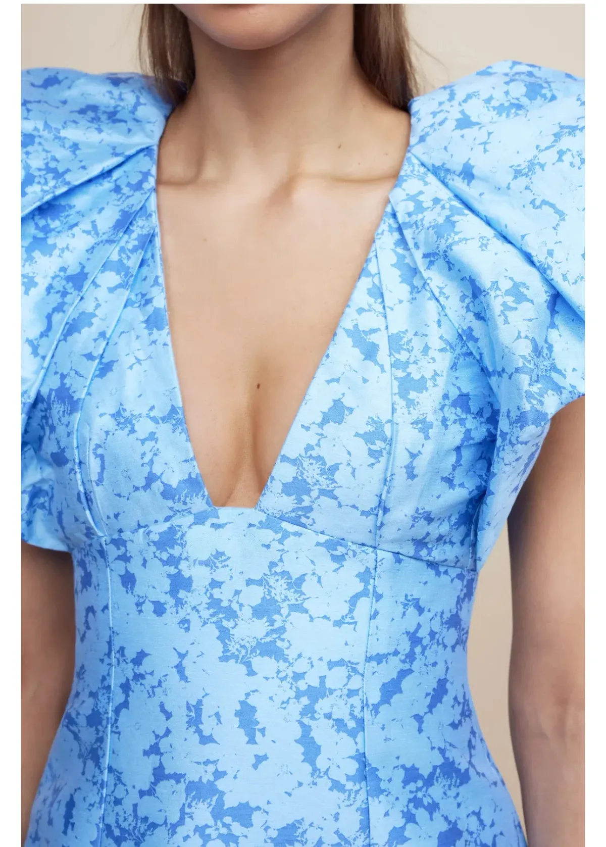 Acler Denare Mini Dress Blue Iris Print Size 8 - Image 4