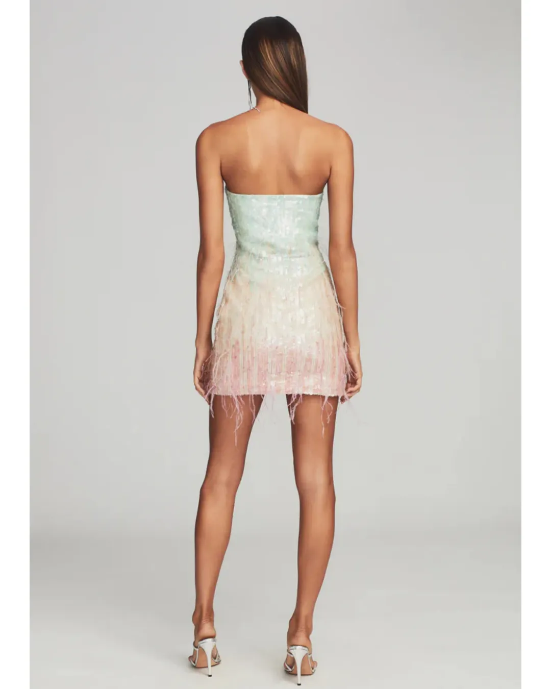 Retrofete Anastasia Sequin Feather Mini Dress in Feather Size AU 8 for rent on The Volte - main image