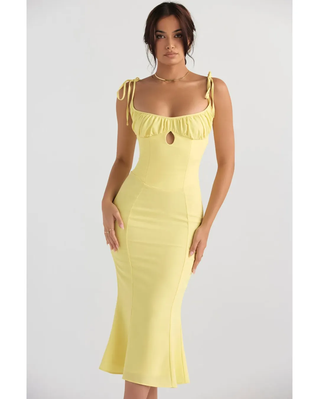 House Of CB Soren Cut Out Midi Dress Buttercup Size AU 8 for rent on The Volte - main image
