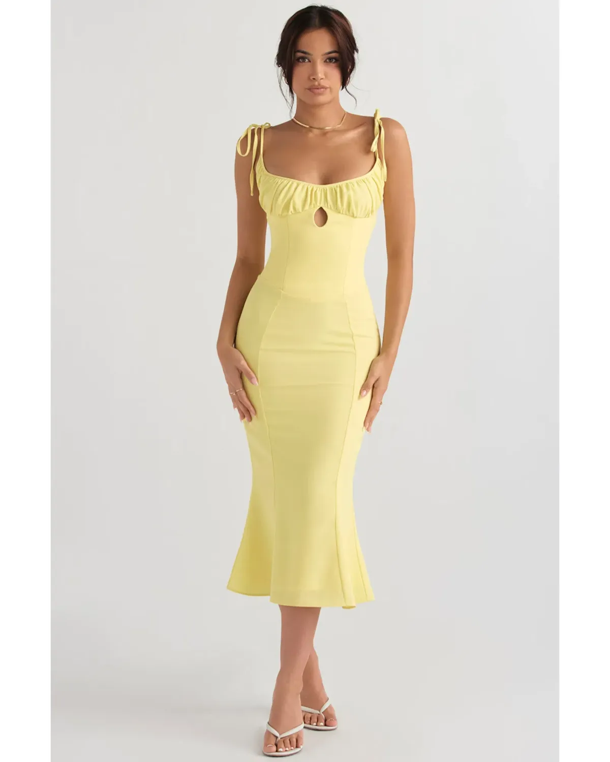 House Of CB Soren Cut Out Midi Dress Buttercup Size AU 8 - Image 1