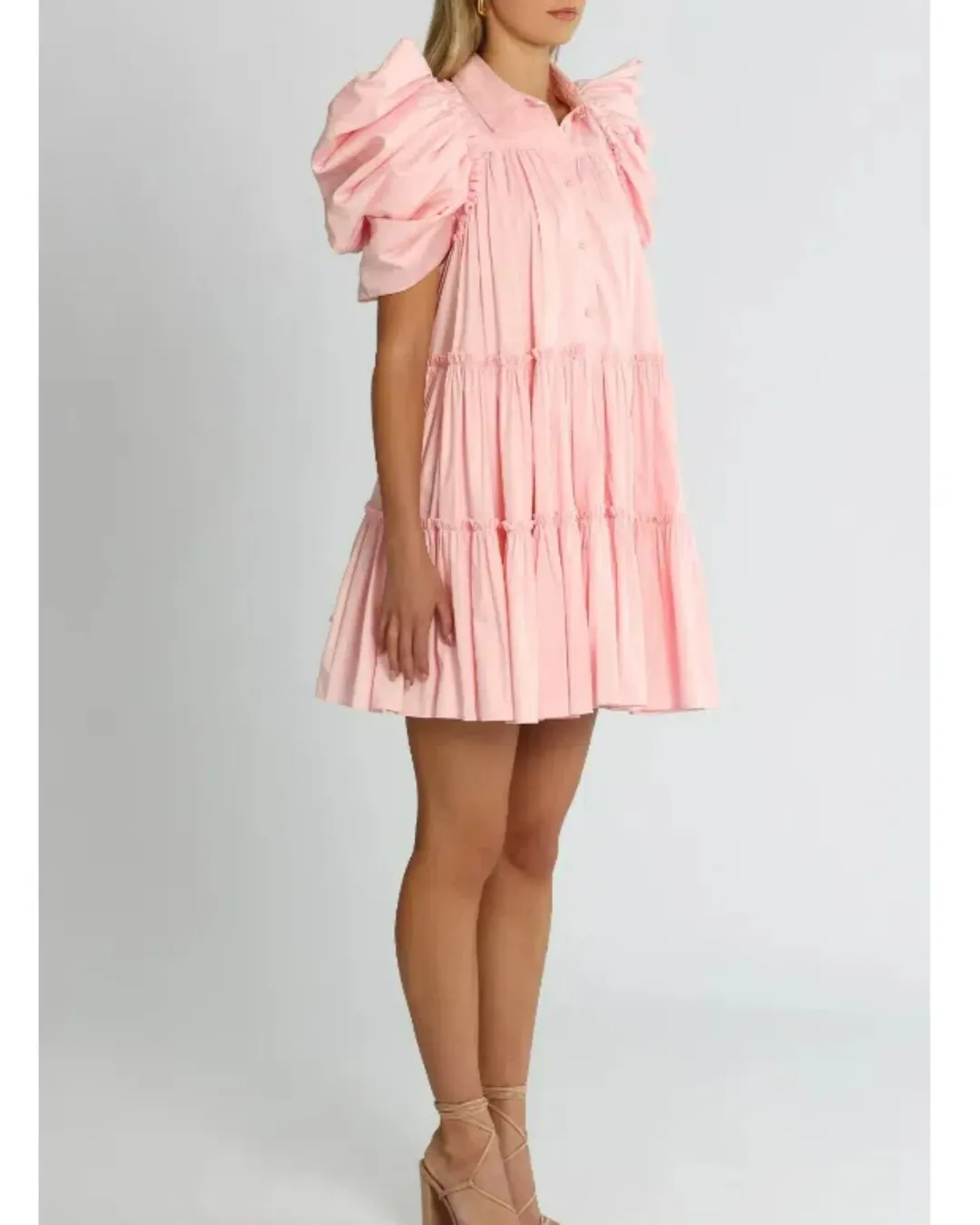 Aje Swift Butterfly Sleeve Smock Dress in Rose Pink Size AU 8  for rent on The Volte - main image