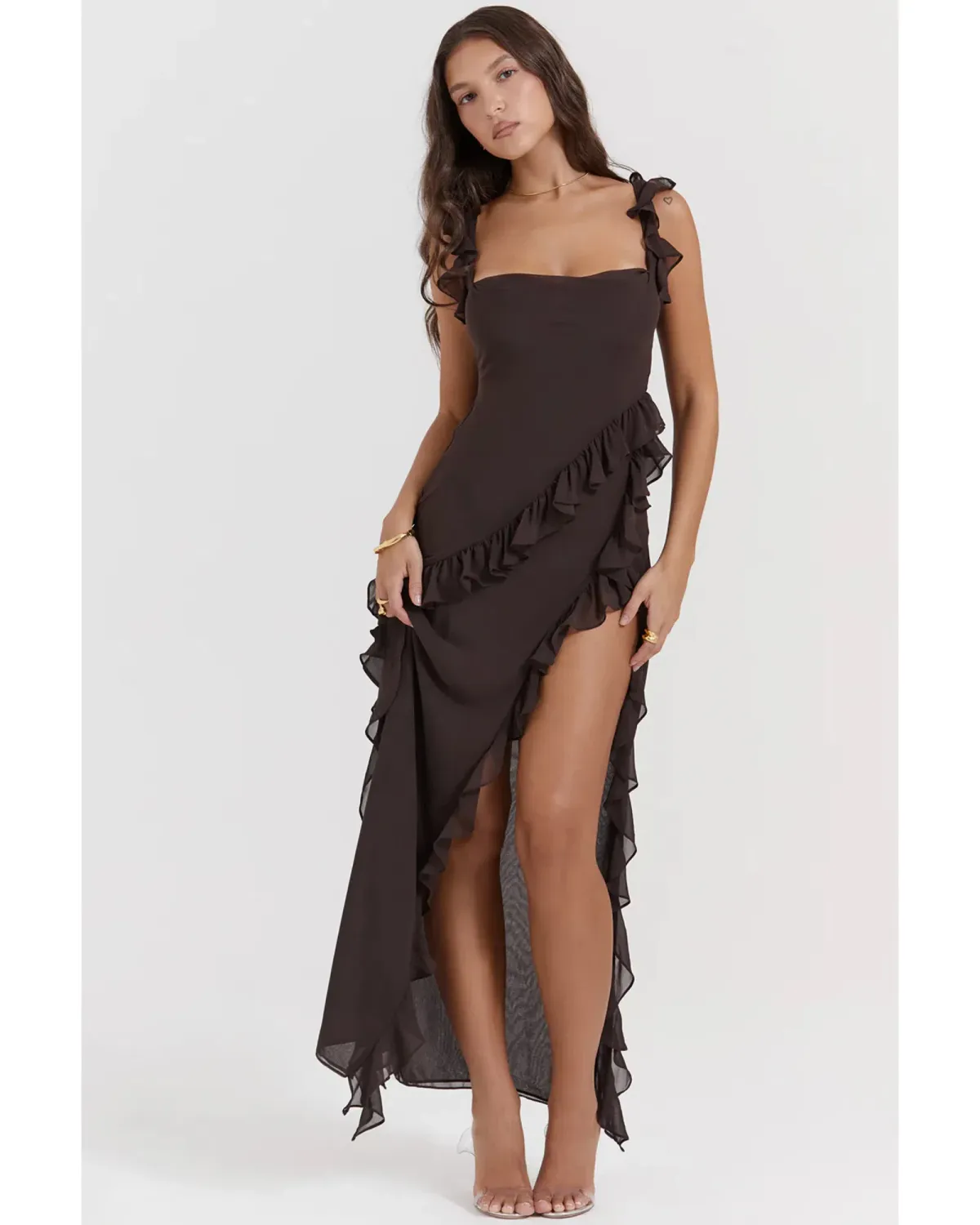 House of CB Ariela Maxi Dress in Espresso Size AU 6 - Image 1