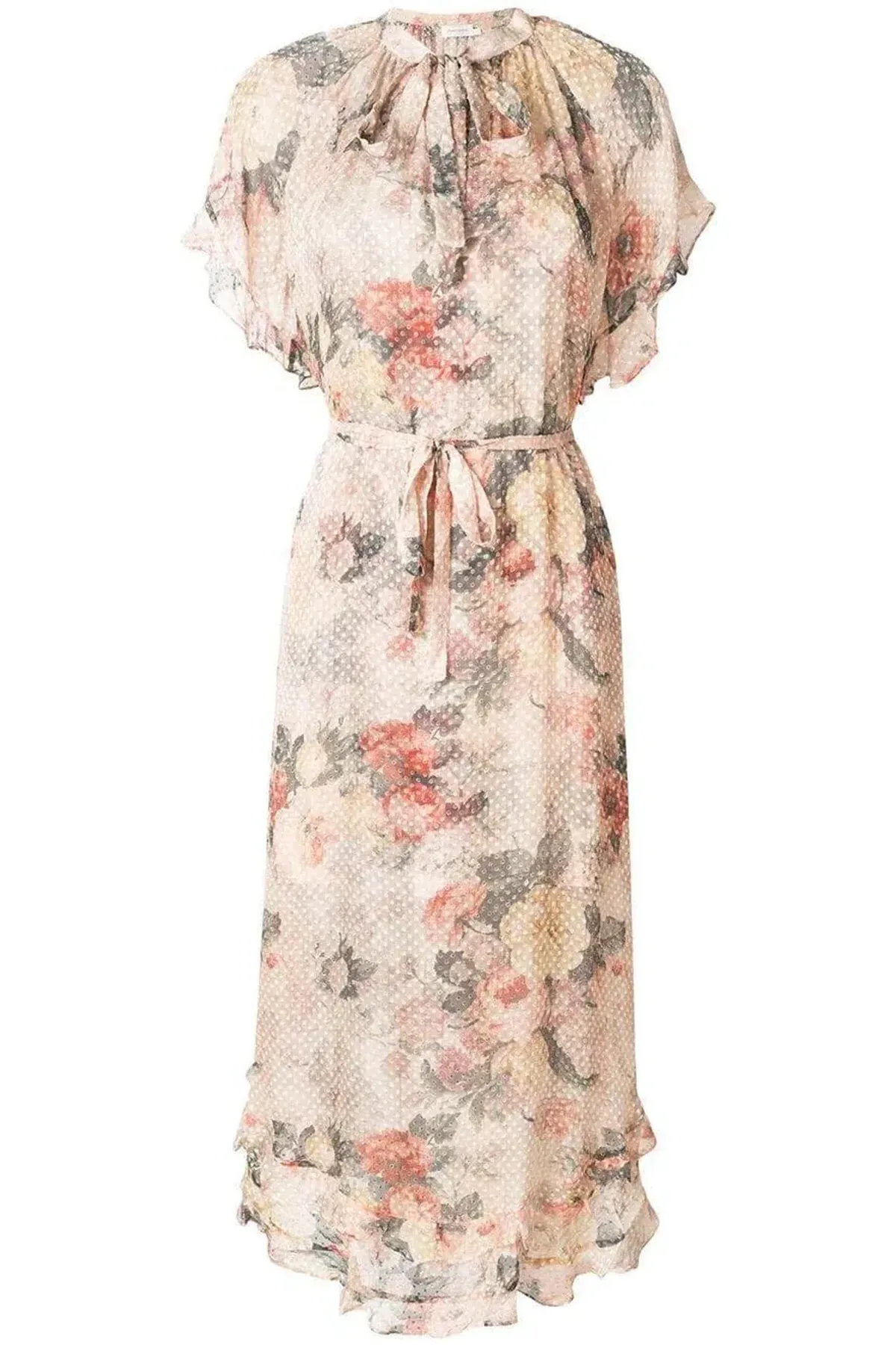 Zimmermann Radiate Cascade Frill Swing Silk Ruffle Midi Dress Floral Size 1 / 10 AU  - Image 6