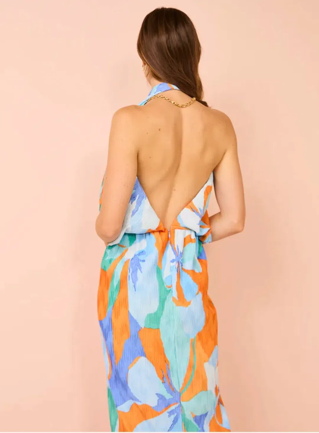 Lidee Riviera Sleeveless Gown In Capri Print Orange Size 6 for rent on The Volte - main image