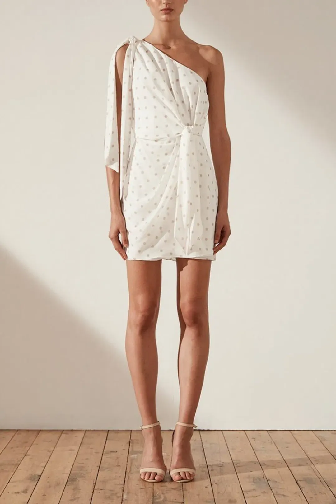 Shona Joy Tie Front One Shoulder Mini Dress Print Size 10 for rent on The Volte - main image