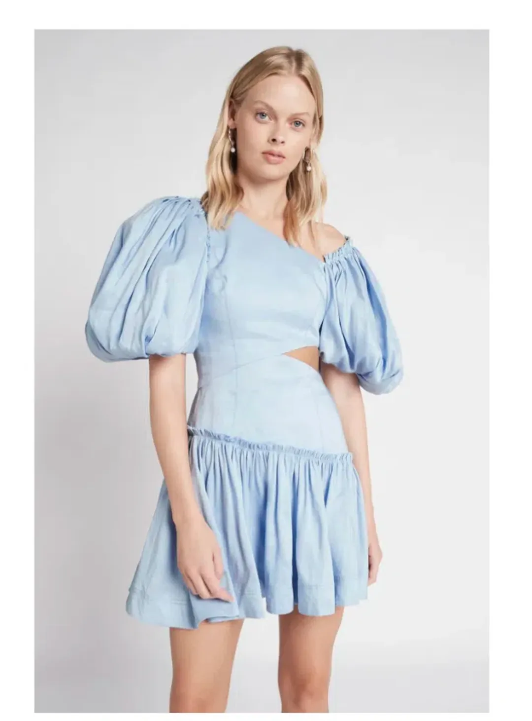 Aje Chateau Cut Out Mini Dress Sky Blue Size 8 for rent on The Volte - main image