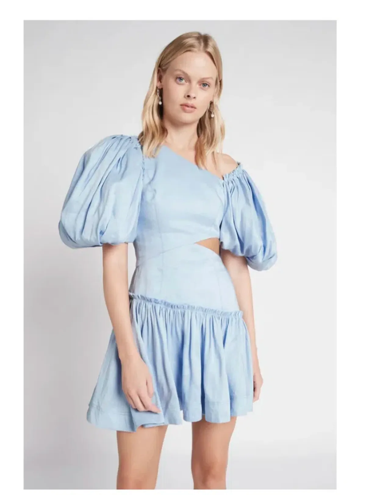 Aje Chateau Cut Out Mini Dress Sky Blue Size 8 - Image 2