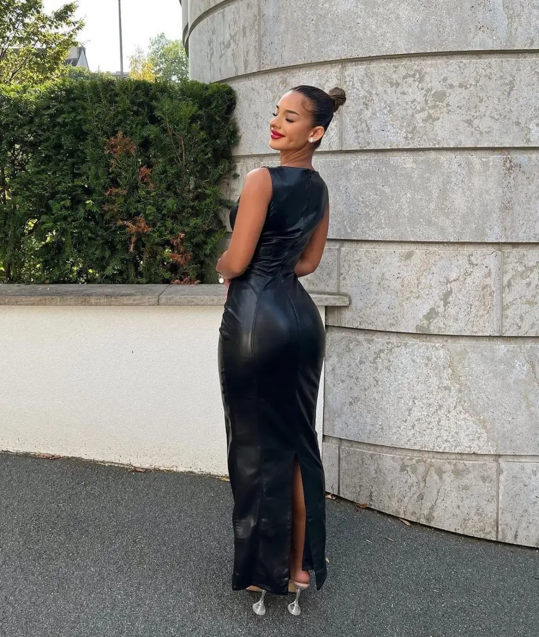 House of CB Sahara Vegan Leather Maxi Dress Black Size M / AU 10 for rent on The Volte - main image