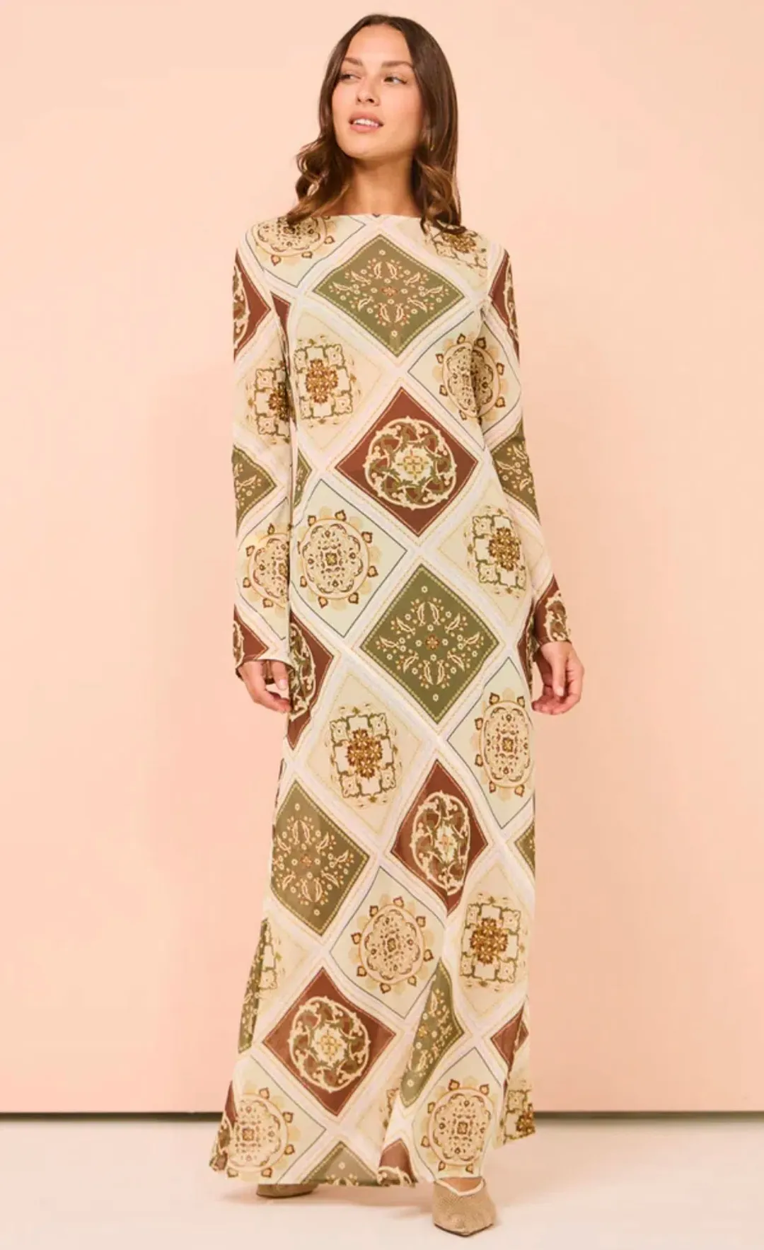 Hansen & Gretel Sundra Slip Dress in Evergreen Tile Size XL / AU 12 for rent on The Volte - main image