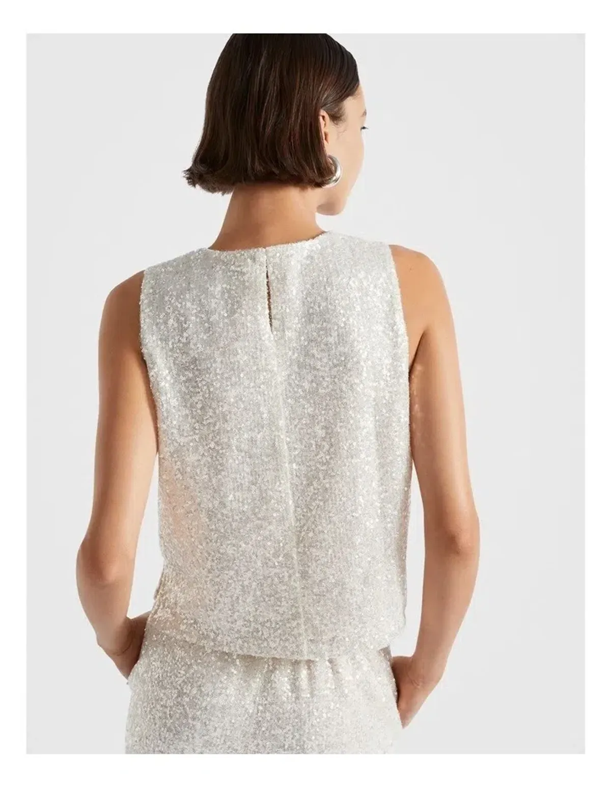 Seed Heritage Mini Sequin Top Size 8 & Pants Size 10 Set in Pearl - Image 2